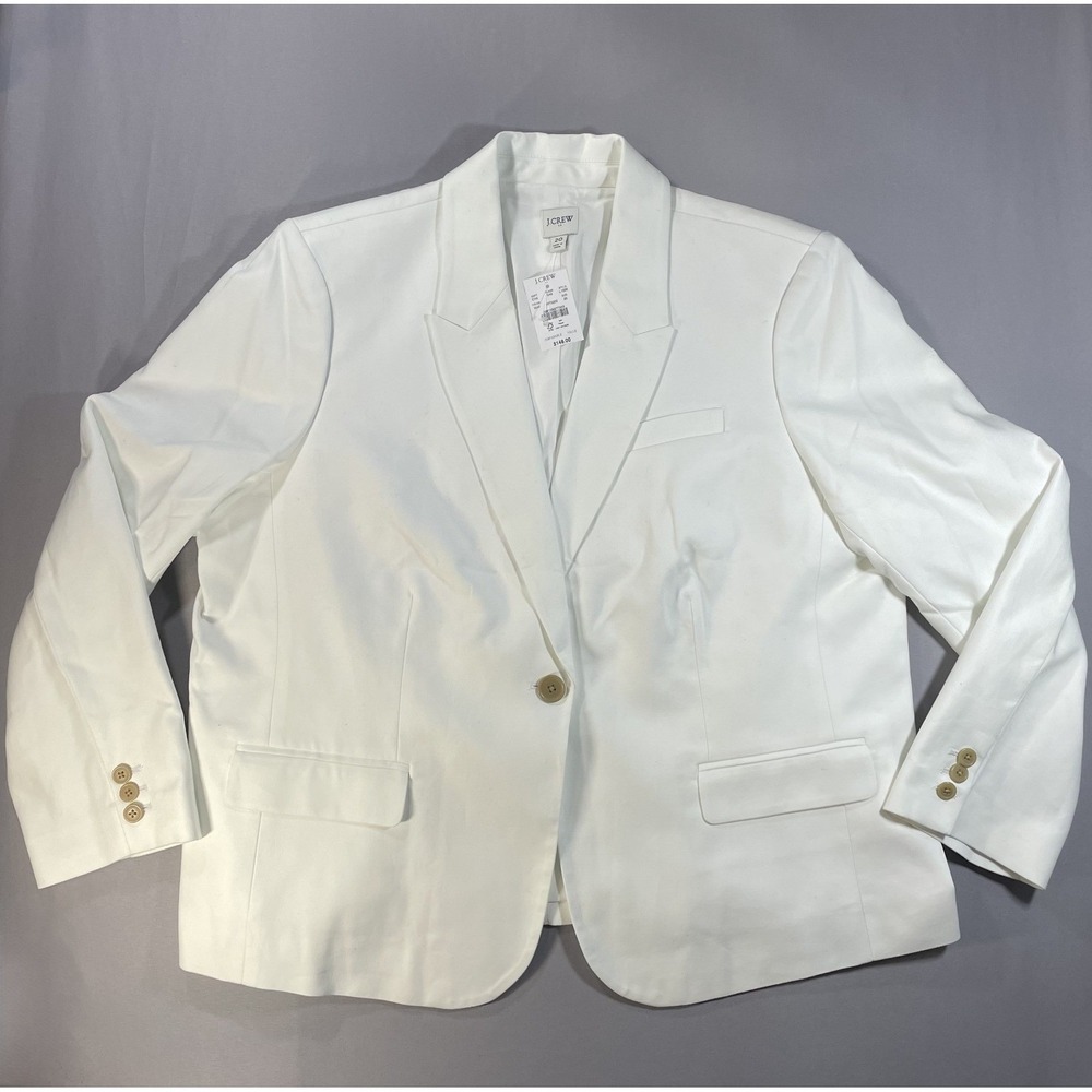 J.Crew Parke Blazer Womens 20 White Stretch Chino Single Button NWT L1296